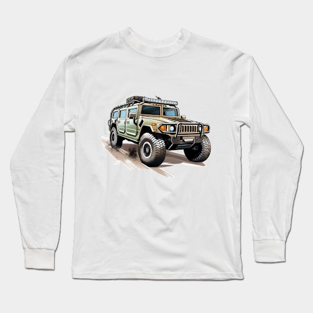 Hummer Off-road Brown Long Sleeve T-Shirt by SynchroDesign